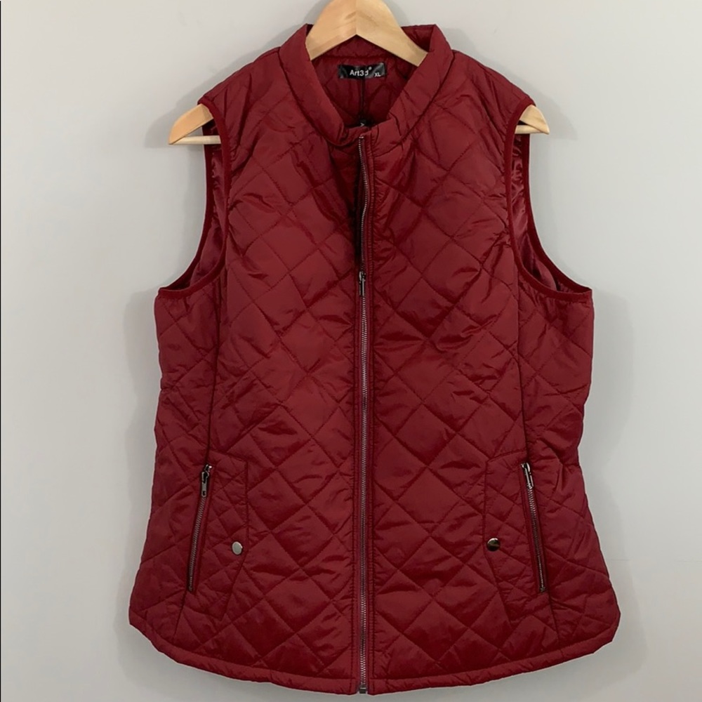 Art3rd Burgundy Quilted Vest women’s XL